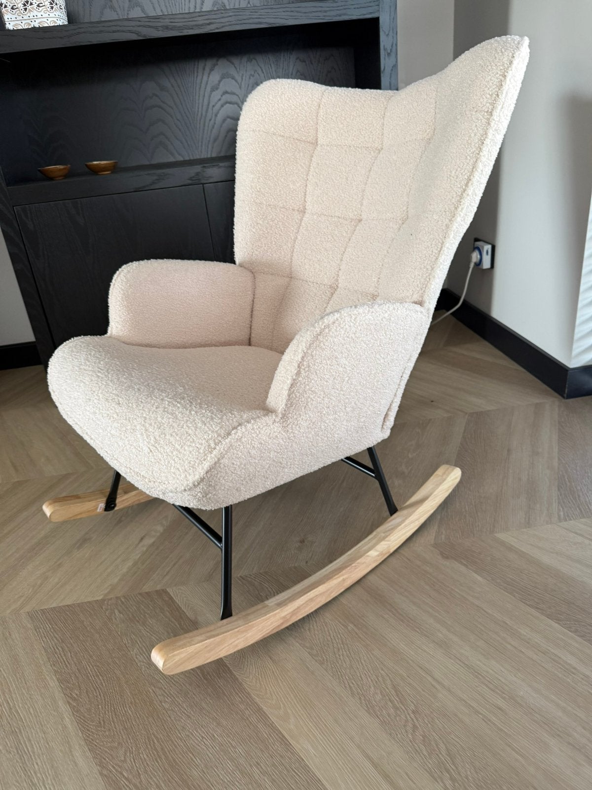 Schommelstoel teddy boucle beige nieuw, Ophalen, Teddy, Nieuw, 75 tot 100 cm