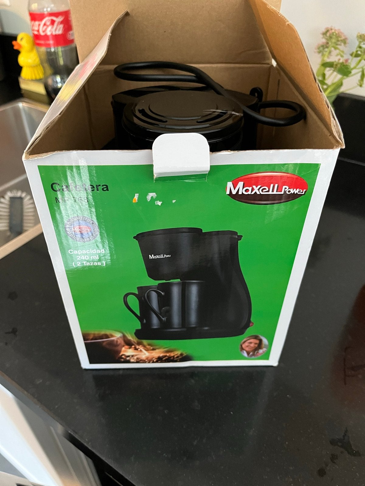 Maxell Power 2-persoons koffiezetapparaat met kopjes, Witgoed en Apparatuur, Ophalen, Koffiemachine, Gemalen koffie, Zo goed als nieuw