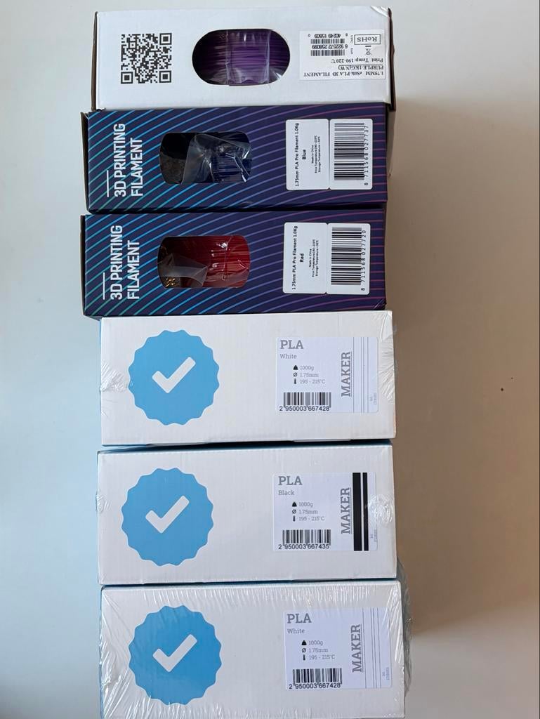 PLA Filament voor 3D Printers - 6x 1kg diverse kleuren, Computers en Software, 3D-printerbenodigheden, Nieuw, Filamentrollen, Ophalen of Verzenden