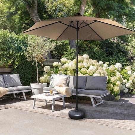Nieuwe ronde parasol taupe & zwart Ø300 (gratis verzending), Ophalen of Verzenden, Nieuw, 2 tot 3 meter, Kantelbaar
