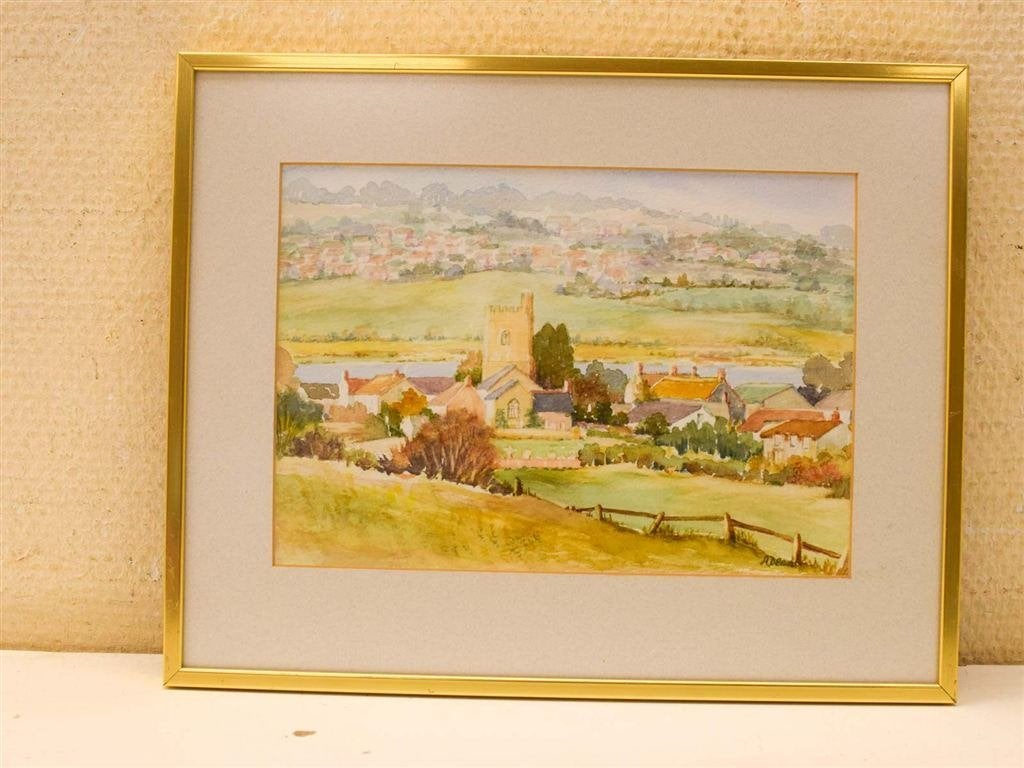 Prent/schilderij van een landschap 51498, Ophalen of Verzenden