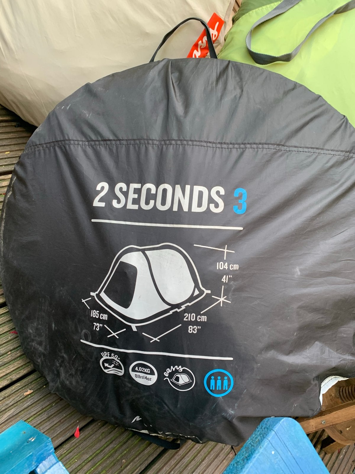 Decathlon Quechua 2 Seconds 3 persoons pop-up tent, Ophalen of Verzenden, Gebruikt, Tot en met 3