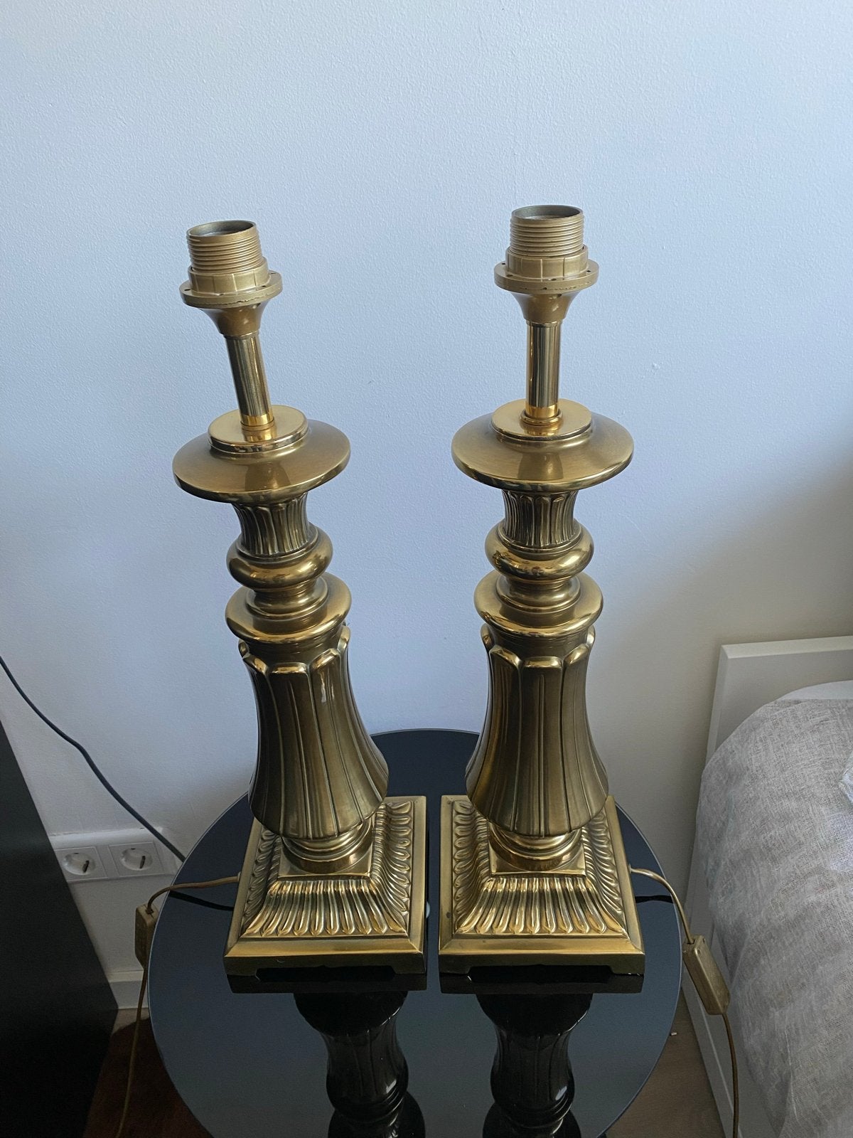 Set van 2 messing klassieke schemerlampen, zware kwaliteit, Huis en Inrichting, Ophalen, Gebruikt, Goud, Metaal
