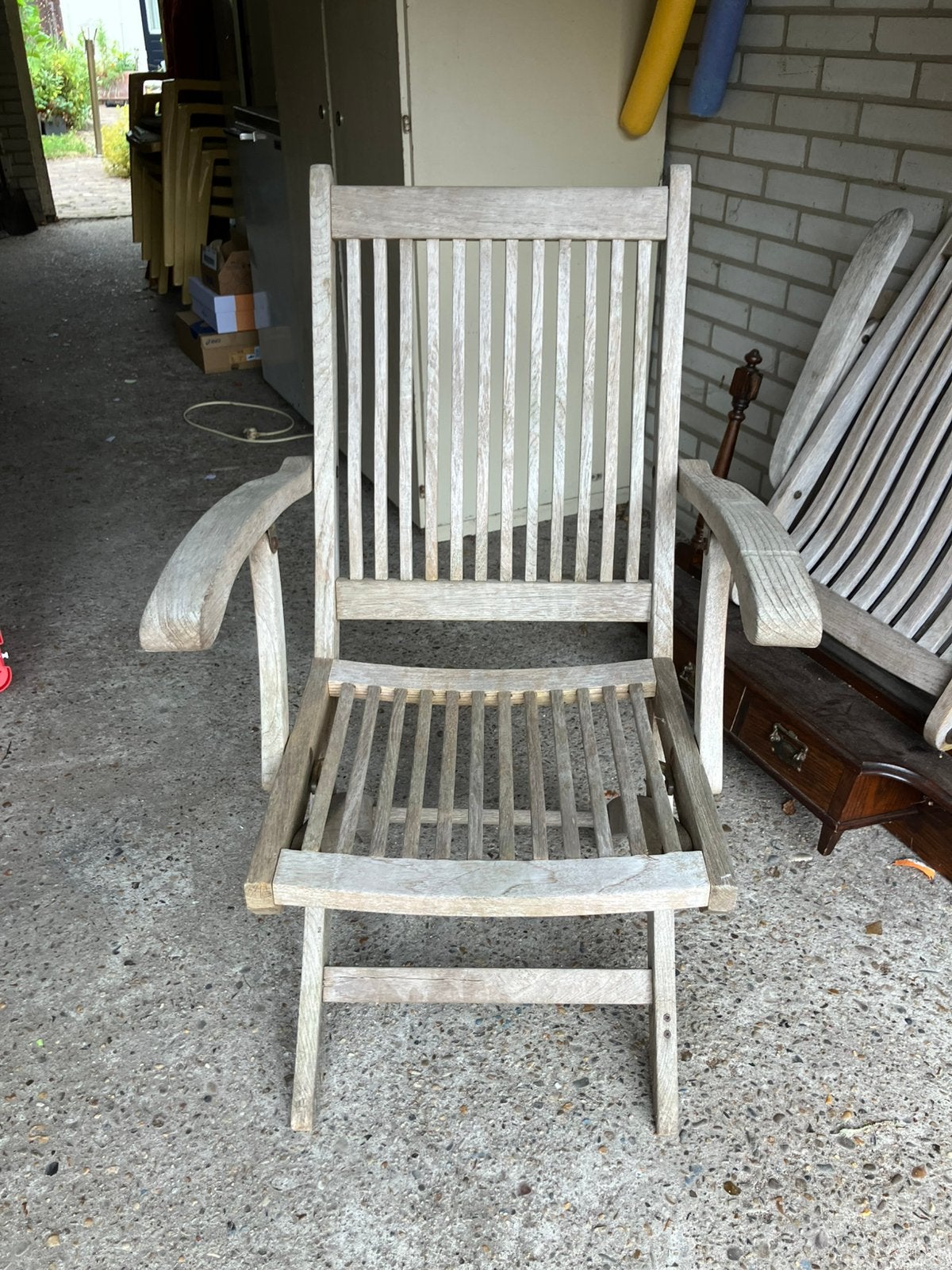 Tuinstoel - teakhout, Tuin en Terras, Tuinstoelen, Ophalen, Gebruikt, Teakhout