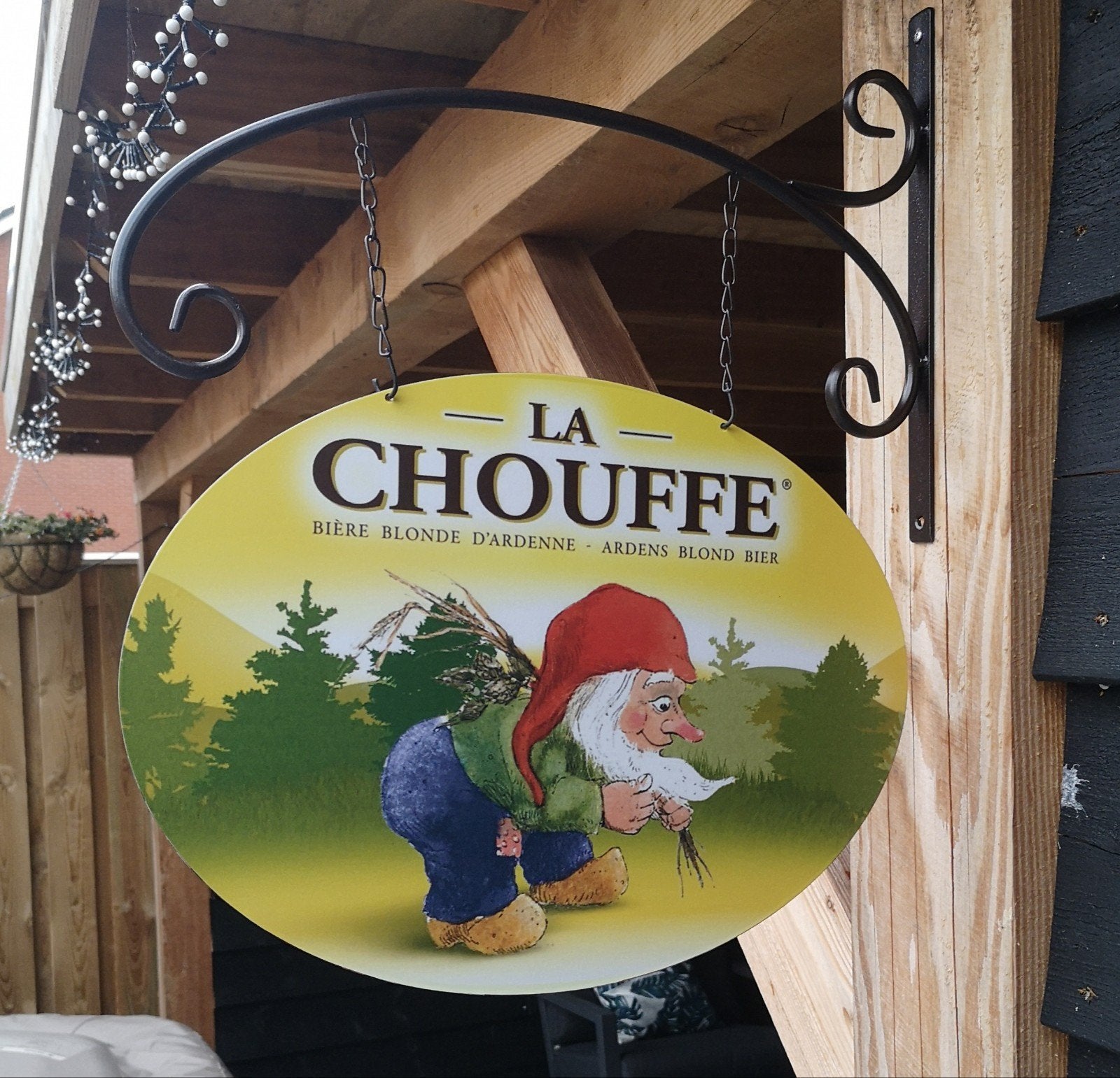 Dubbelzijdig LA CHOUFFE UITHANGBORD (incl beugel), Ophalen of Verzenden, Nieuw, Reclamebord, Plaat of Schild, Overige merken