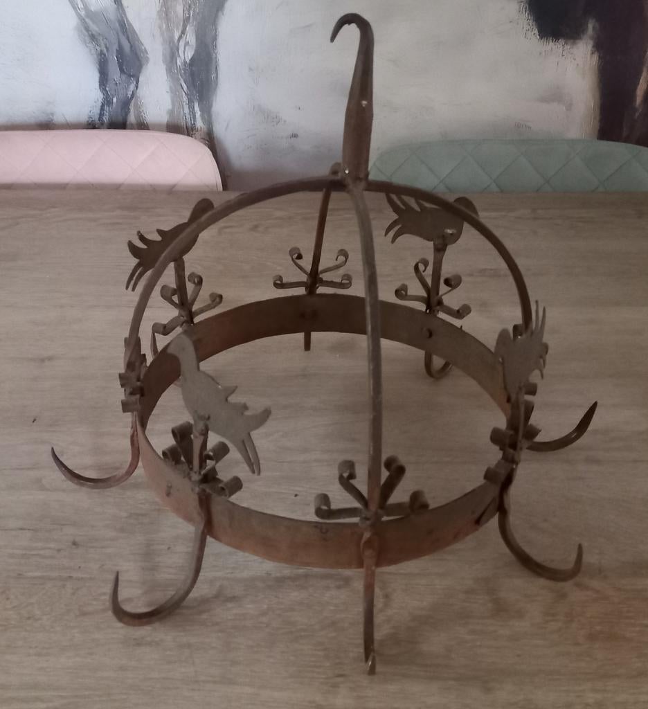 Antieke vintage metalen wildrek kippen vogels 8 haken, Huis en Inrichting, Ophalen of Verzenden