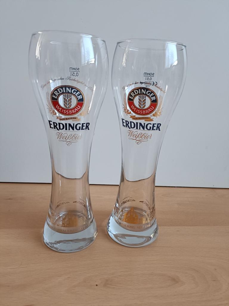 2 Erdinger Weissbier glazen 0,5l, Ophalen of Verzenden, Glas of Glazen, Overige merken
