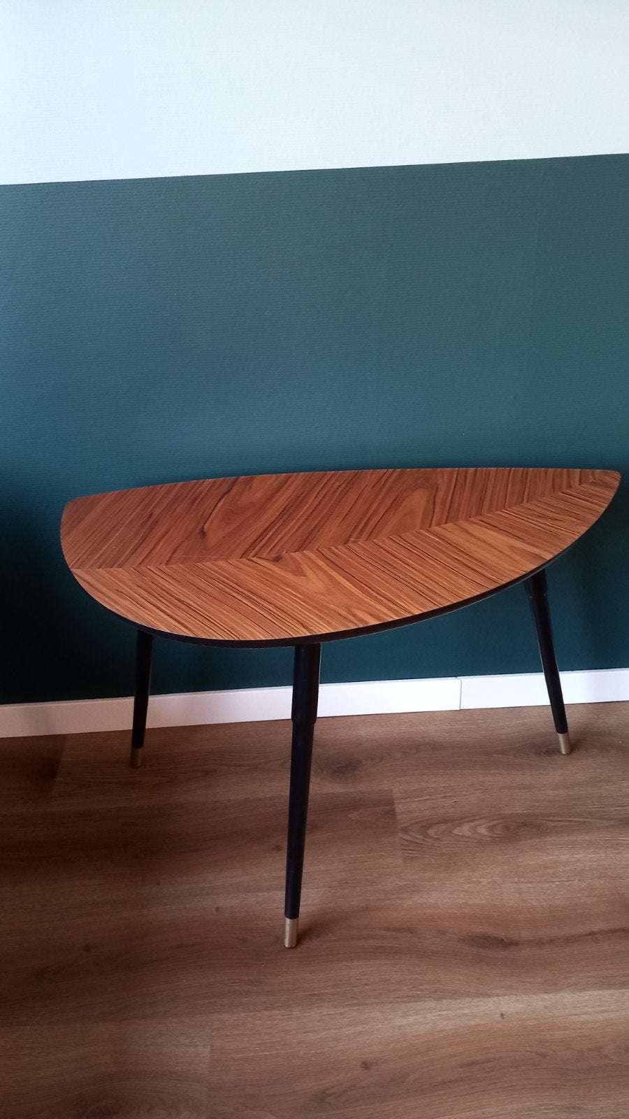 Vintage bijzettafel met uniek blad (ikea), 50 – 75, Gebruikt, 50 tot 100 cm, 50 tot 100 cm