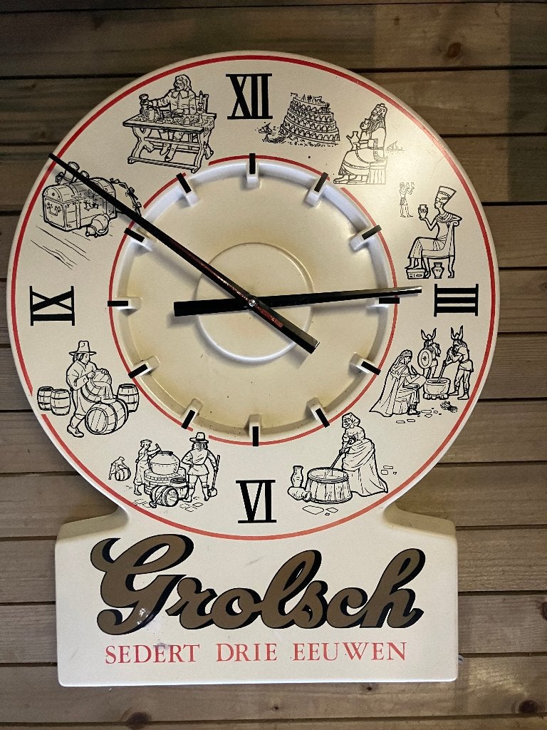 Vintage Grolsch klok, Ophalen of Verzenden, Zo goed als nieuw