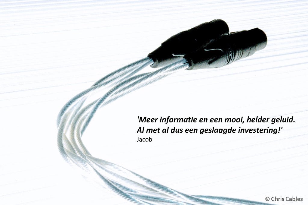 'The Crystal Clear XLR' puur zilver interlinks. ChrisCables, Verzenden, Nieuw, 3451HB/44, Interlink-kabel