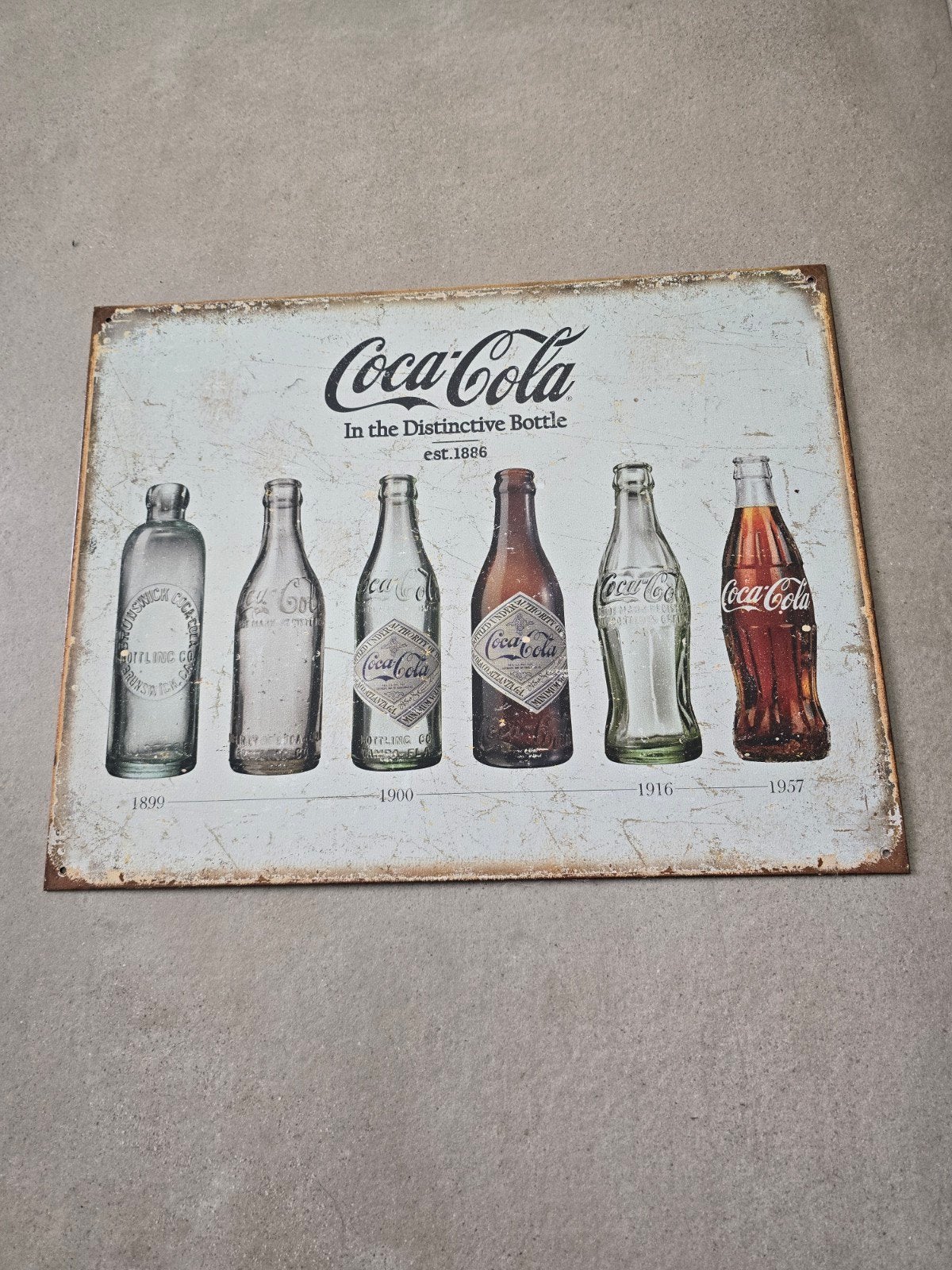 vintage wandbord Coca Cola (metaal), Wandbord, Ophalen of Verzenden, Zo goed als nieuw, Metaal