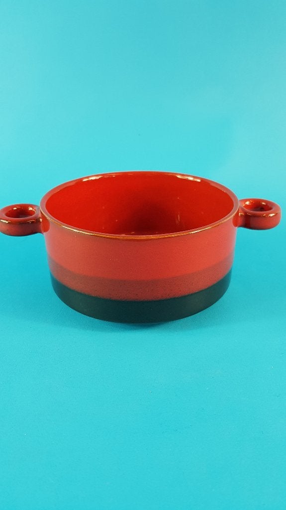 Vintage soepkom, lijkt op 't Vuur, rood/zwart, gaaf. 7A3, Ophalen of Verzenden
