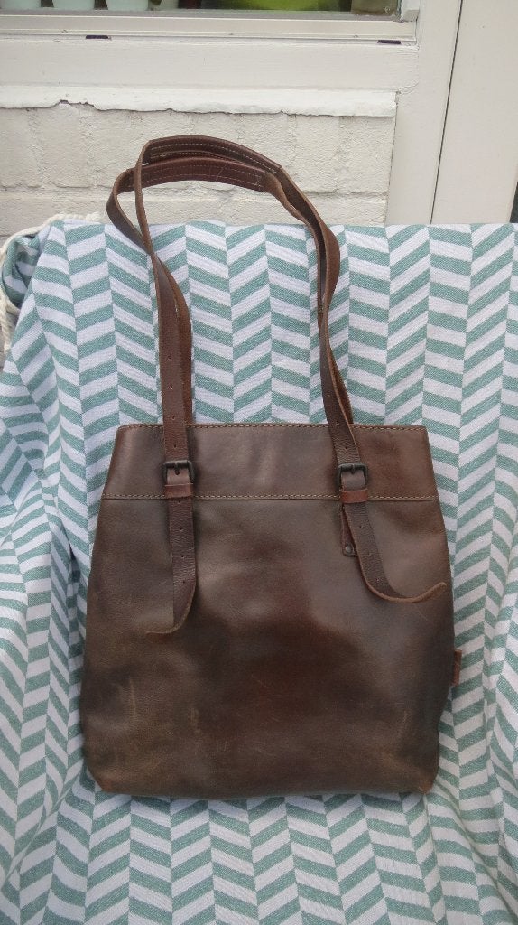 Aunts & Uncles, leren tas, schoudertas, shopper, Overige merken, Gebruikt, Bruin, Verzenden