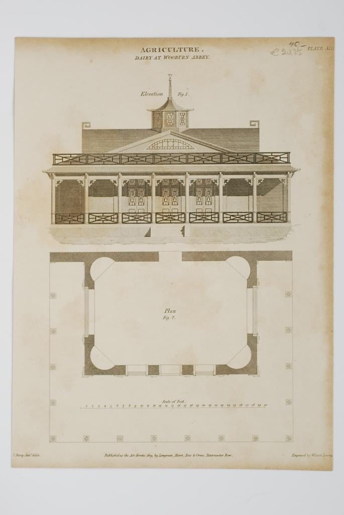 Zuivel landgoedgebouw agricultuur - Antieke illustratie, Verzenden, Voor 1940, Gebruikt