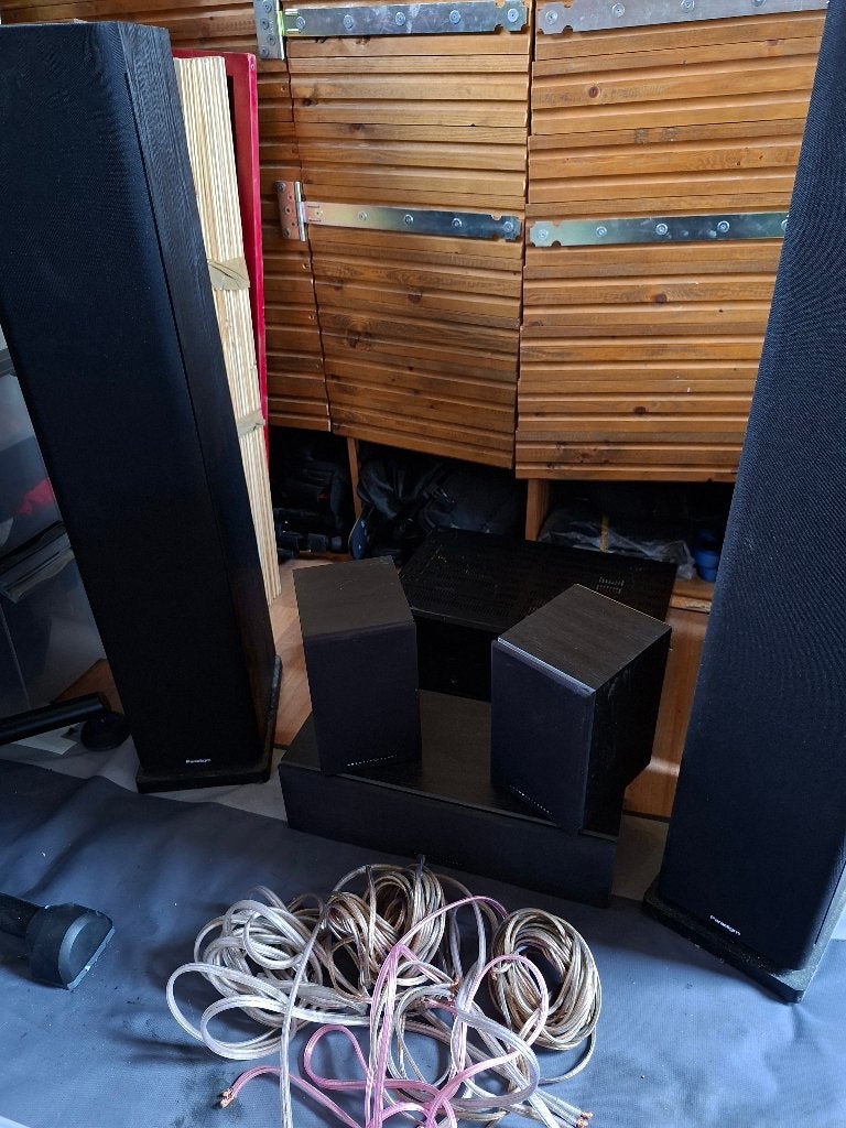 Denon 4.1 Set: Paradigm Zuilen + Mordaunt-Short Surrounds, Ophalen, Denon, 120 watt of meer, Gebruikt