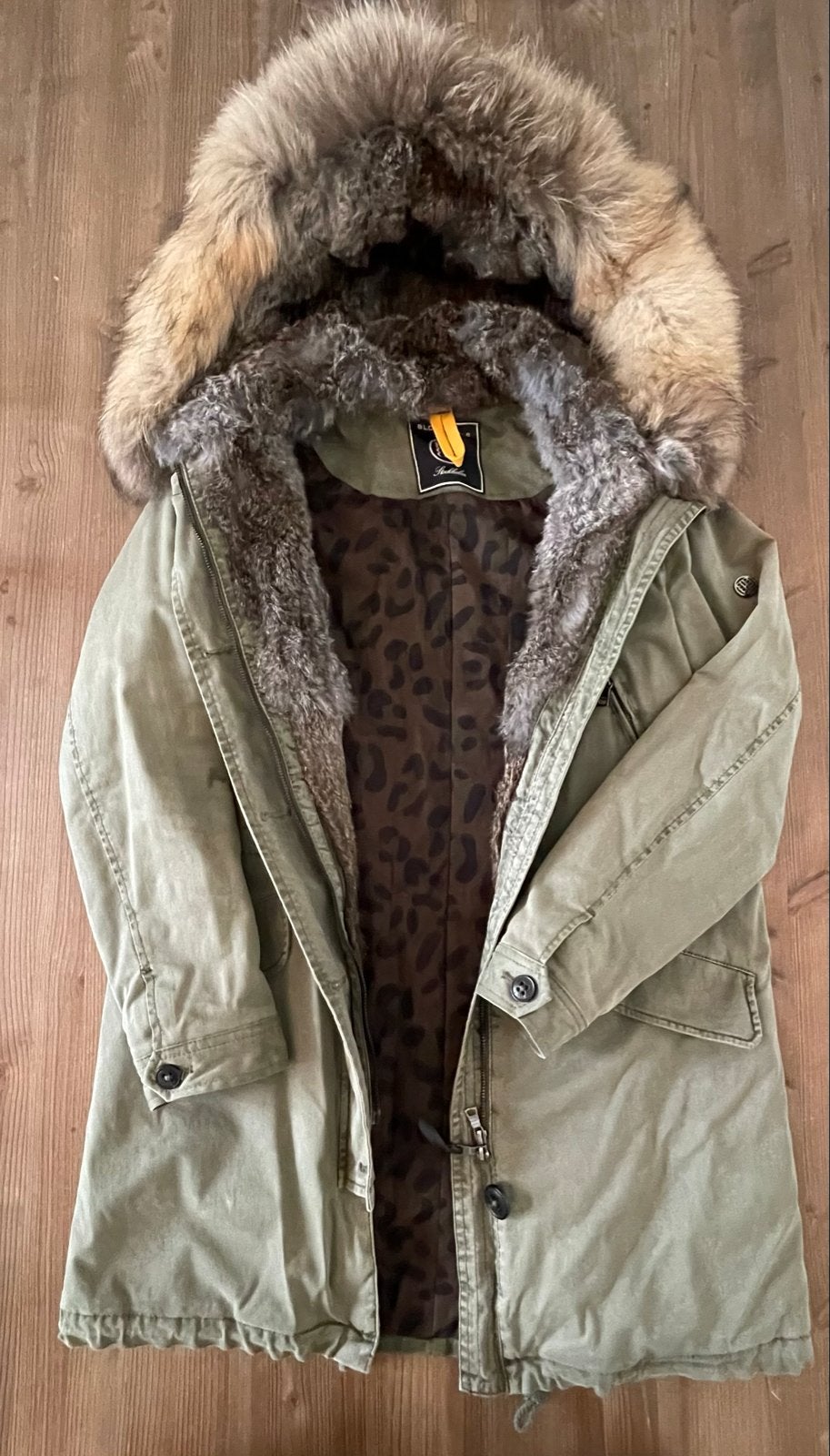 Blonde No.8 Parka met bontvoering en capuchon, Ophalen of Verzenden, Zo goed als nieuw, Maat 38/40 (M), Groen