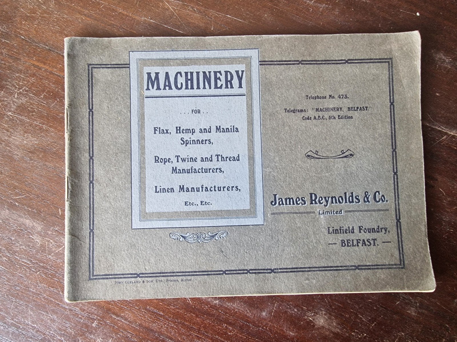 Catalogus James Reynolds & Co Belfast - Vlas, Hennep, Manil, Ophalen of Verzenden, Gelezen, James Reynolds & Co. Ltd., Catalogus