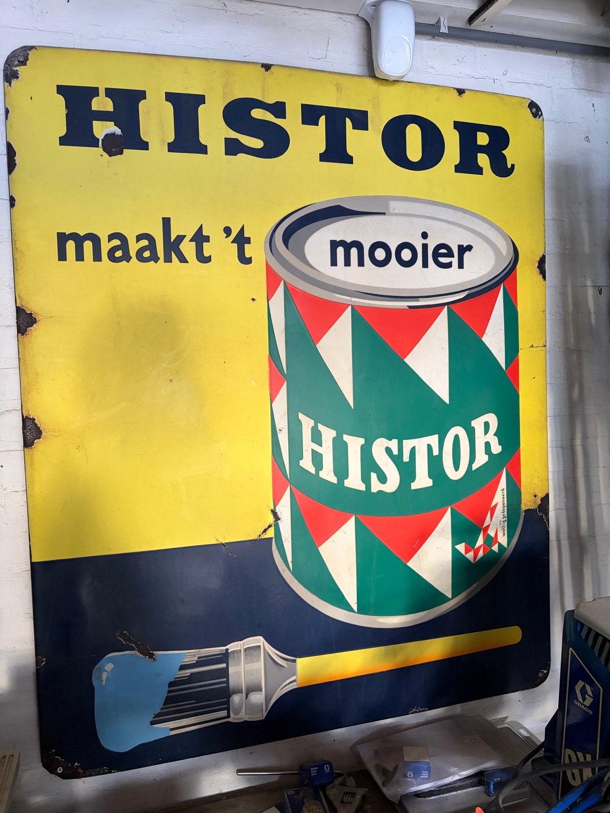 Emaille bord Histor verf - langcat Bussum - reclamebord, Ophalen, Gebruikt, Reclamebord