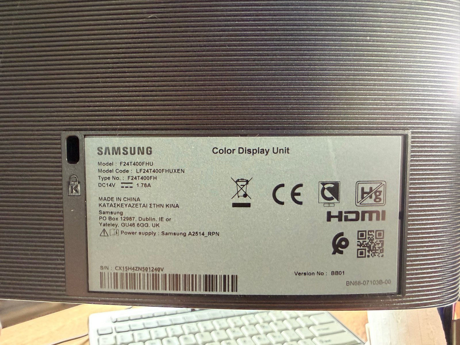 Samsung F24T400FHU 24 inch monitor - Full HD, HDMI, Ophalen, Gebruikt, Full HD, HDMI