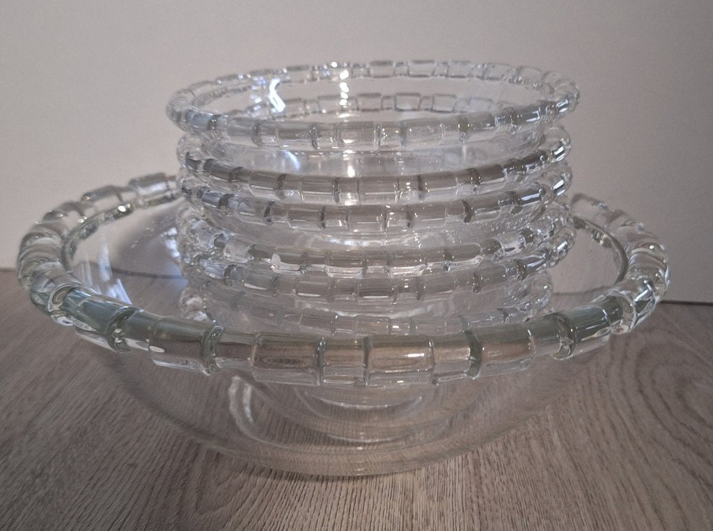 Kristal Val Saint Lambert fruitschaal 7 schaaltjes art deco, Antiek en Kunst, Antiek | Glas en Kristal, Ophalen of Verzenden