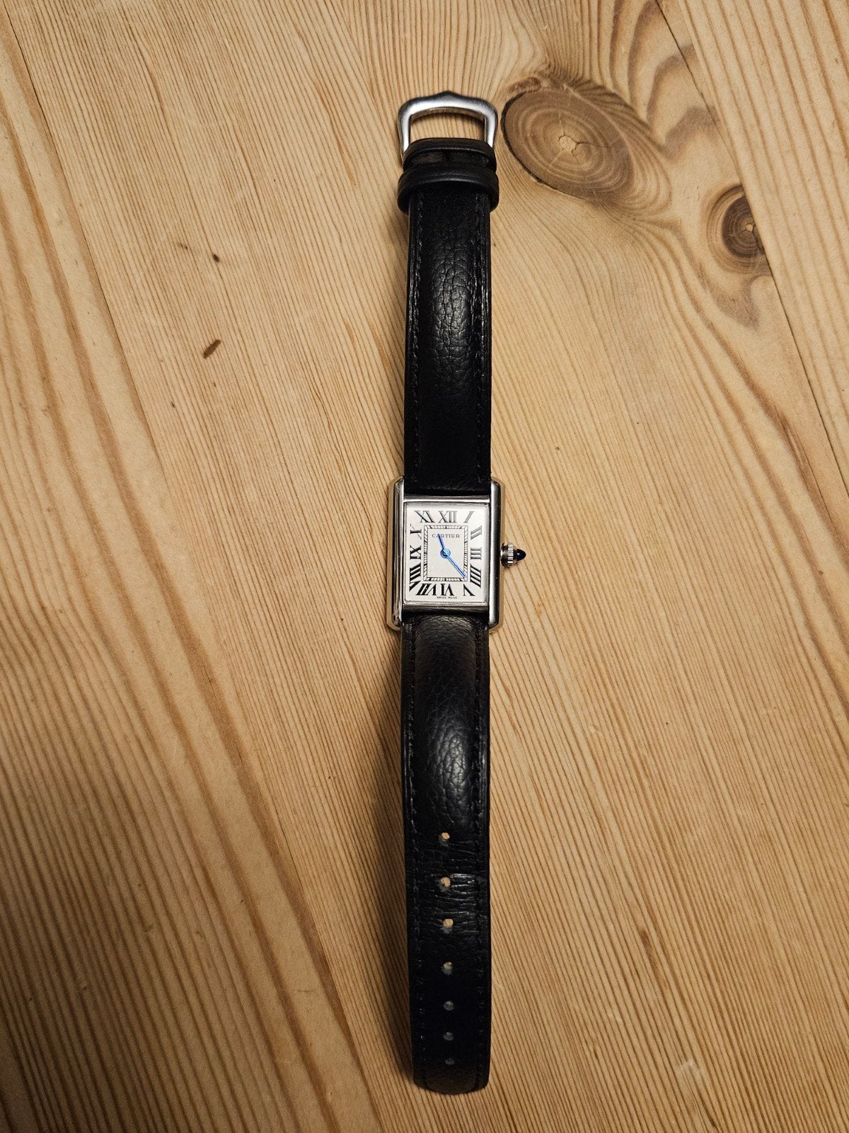 Cartier Tank Must  Small, Overige merken, Leer, Staal, Polshorloge