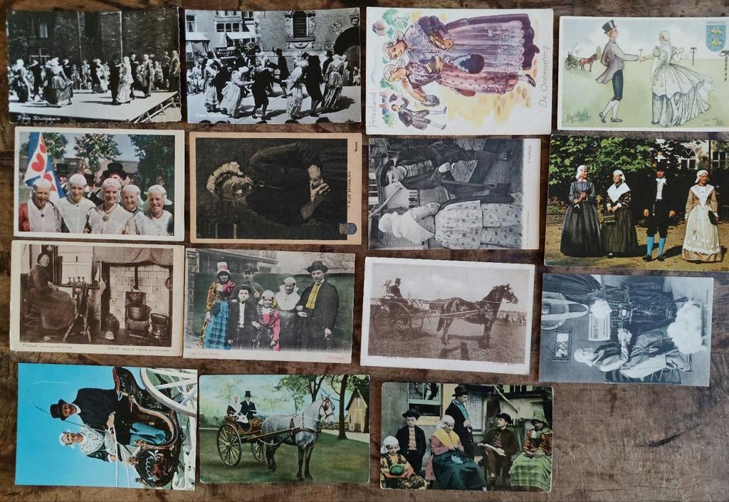 15 ansichtkaarten Friese klederdracht, Ophalen of Verzenden, Zeeland