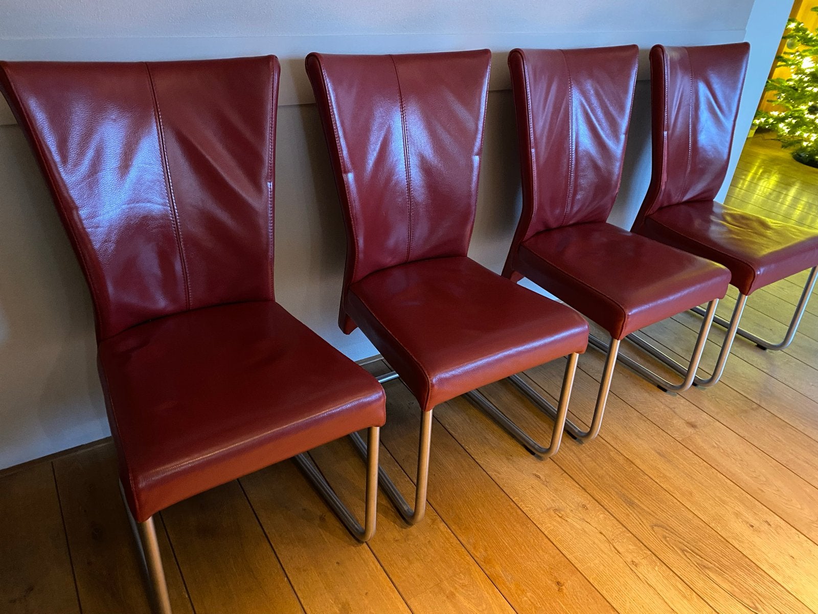 6 leren eetkamerstoelen, Huis en Inrichting, Stoelen, Ophalen, Gebruikt, Leer, Vijf, Zes of meer stoelen