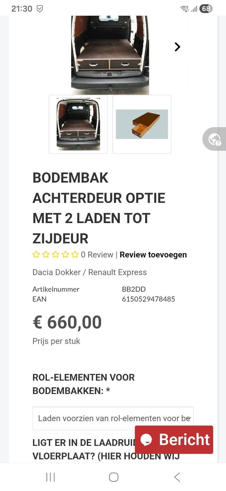 Bodemlade voor Dacia Dokker / Renault Express, Ophalen of Verzenden