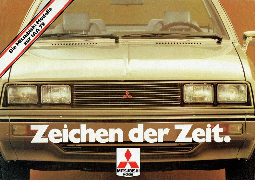 Folder Mitsubishi modellen (Duitse uitgave - IAA - 1979), Ophalen of Verzenden, Gelezen, Mitsubishi