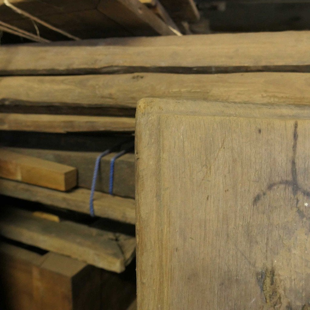 Antieke tafel 163x98 teak hout blad TX09 landelijk 75% KRTNG, Ophalen of Verzenden