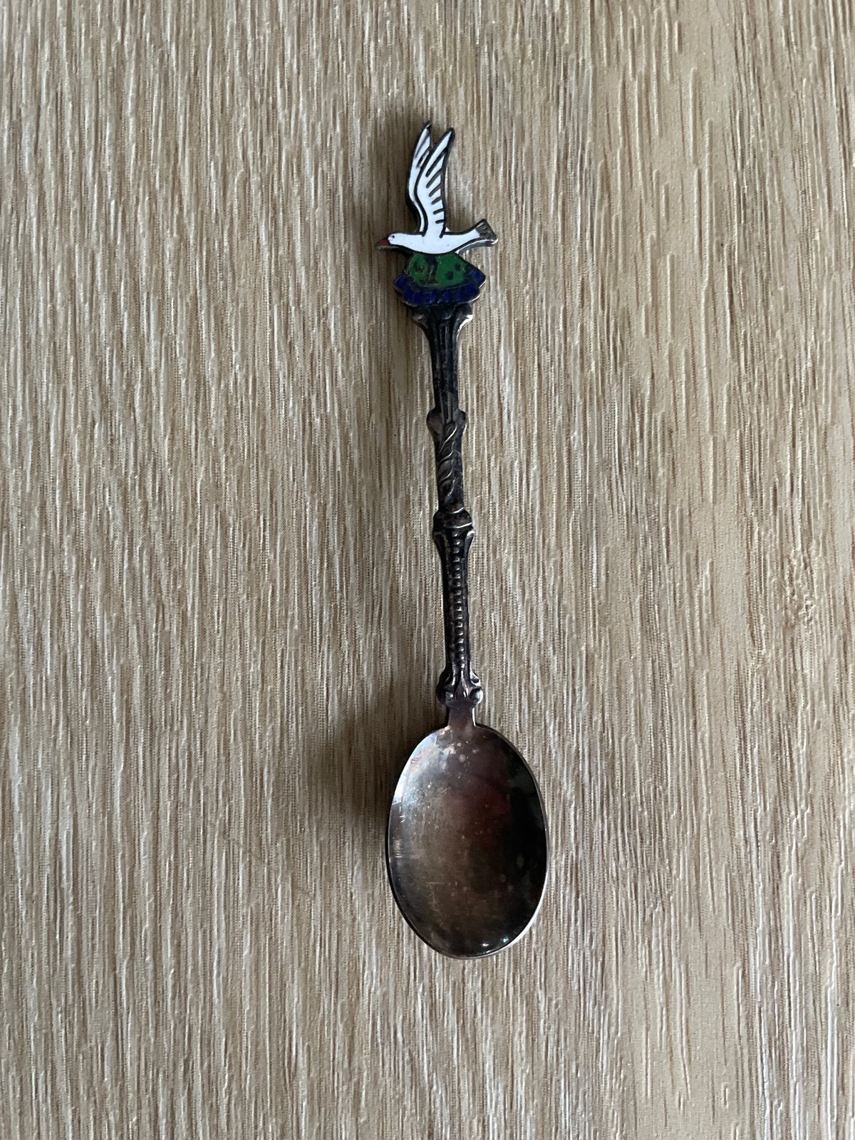 Vintage verzamellepel met tekst Texel en meeuw, Antiek en Kunst, Ophalen of Verzenden