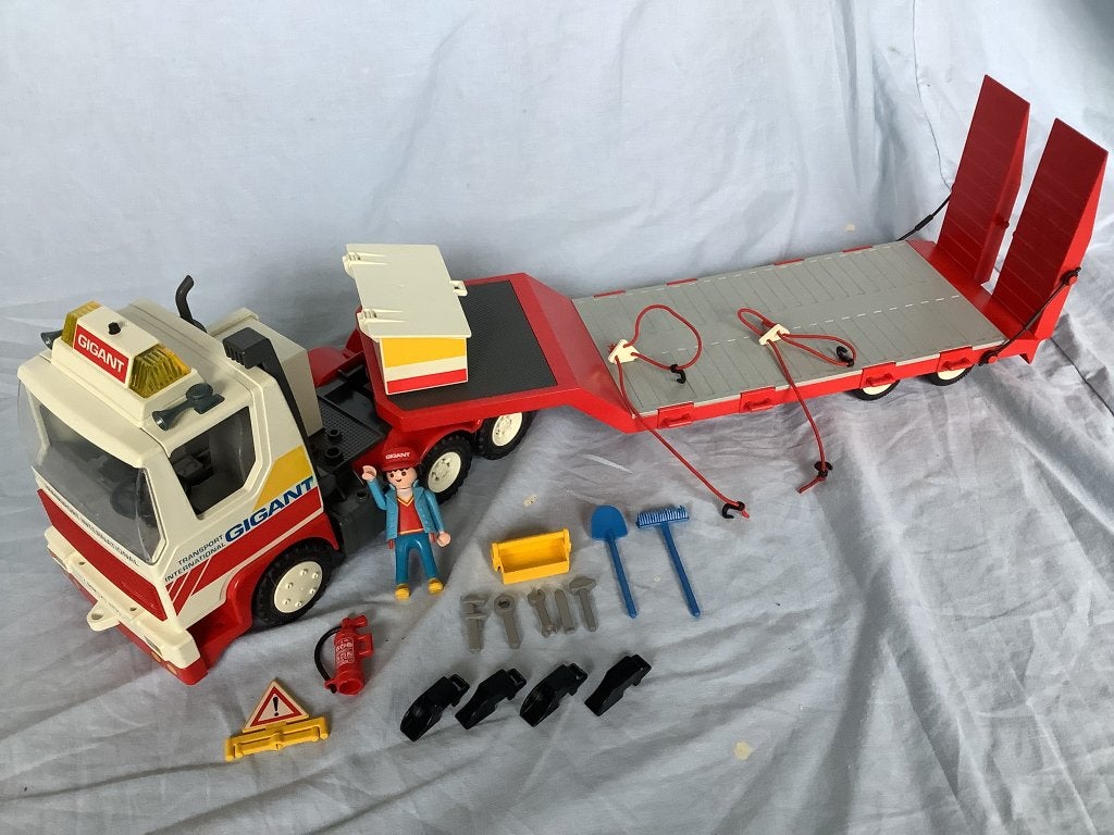 Playmobil 3935 truck met dieplader-transport-vrachtwagen, Ophalen of Verzenden, Gebruikt, Complete set
