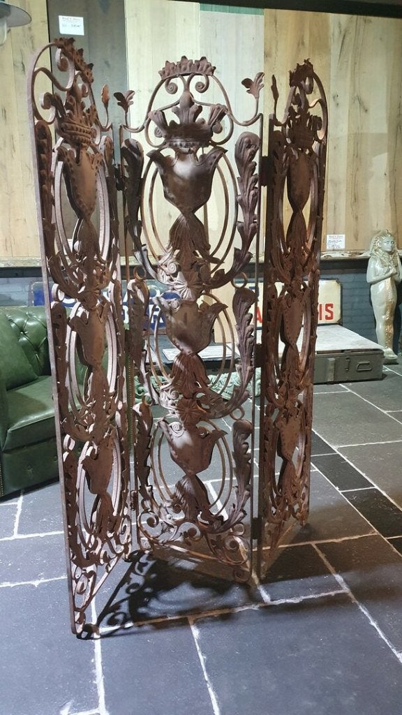 VINTAGE> PARAVENT KAMERSCHERM IJZER FORMAAT 150X180 CM, Ophalen