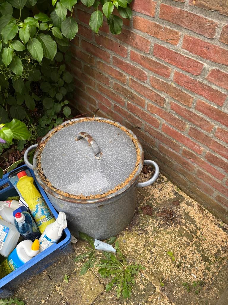 Grote emaille pan met deksel, Antiek en Kunst, Ophalen
