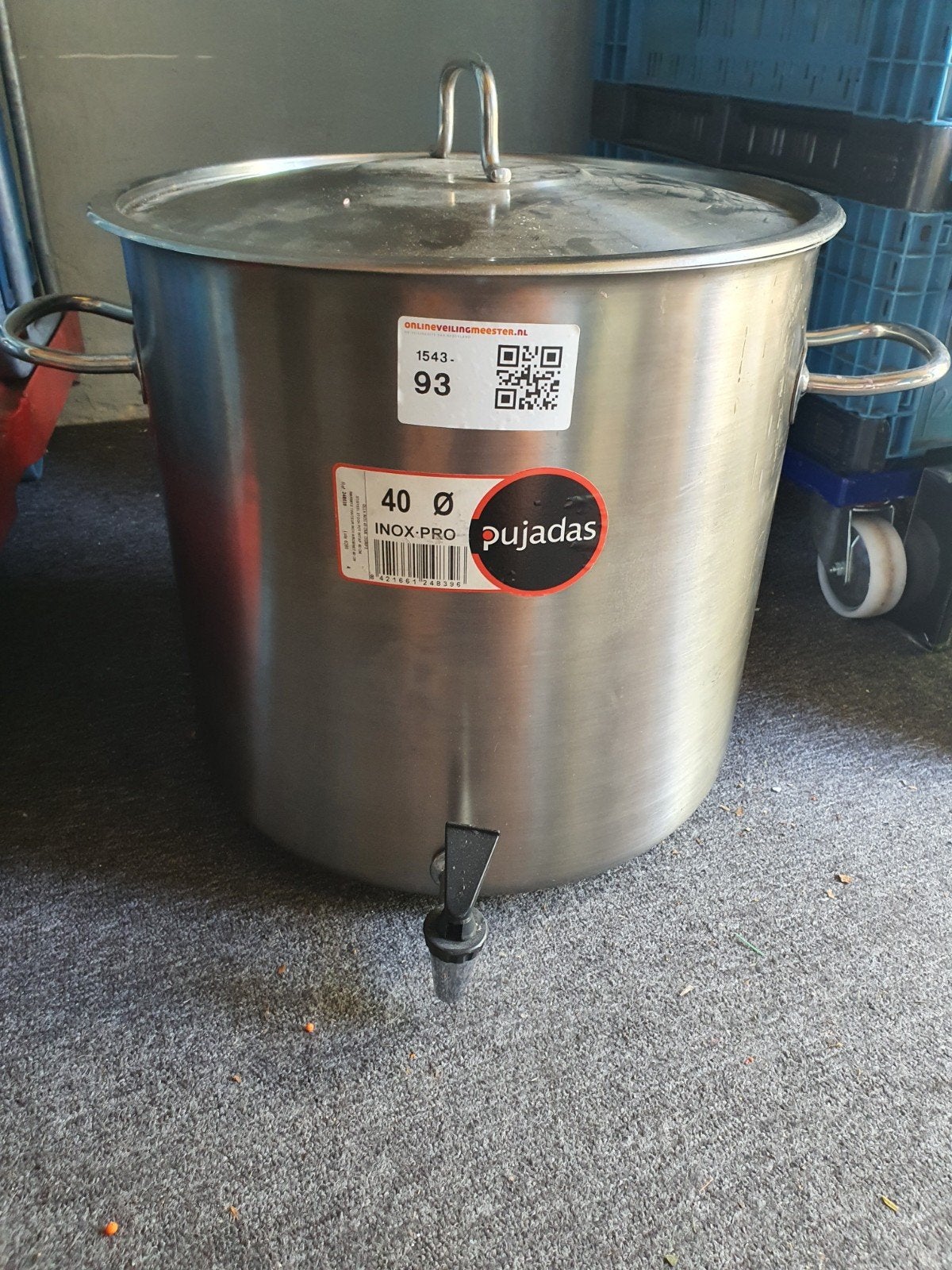 RVS weckpan ketel met Tapkraan -  40Ø 50l, Gebruikt, Ophalen of Verzenden, Rvs, Kookpan