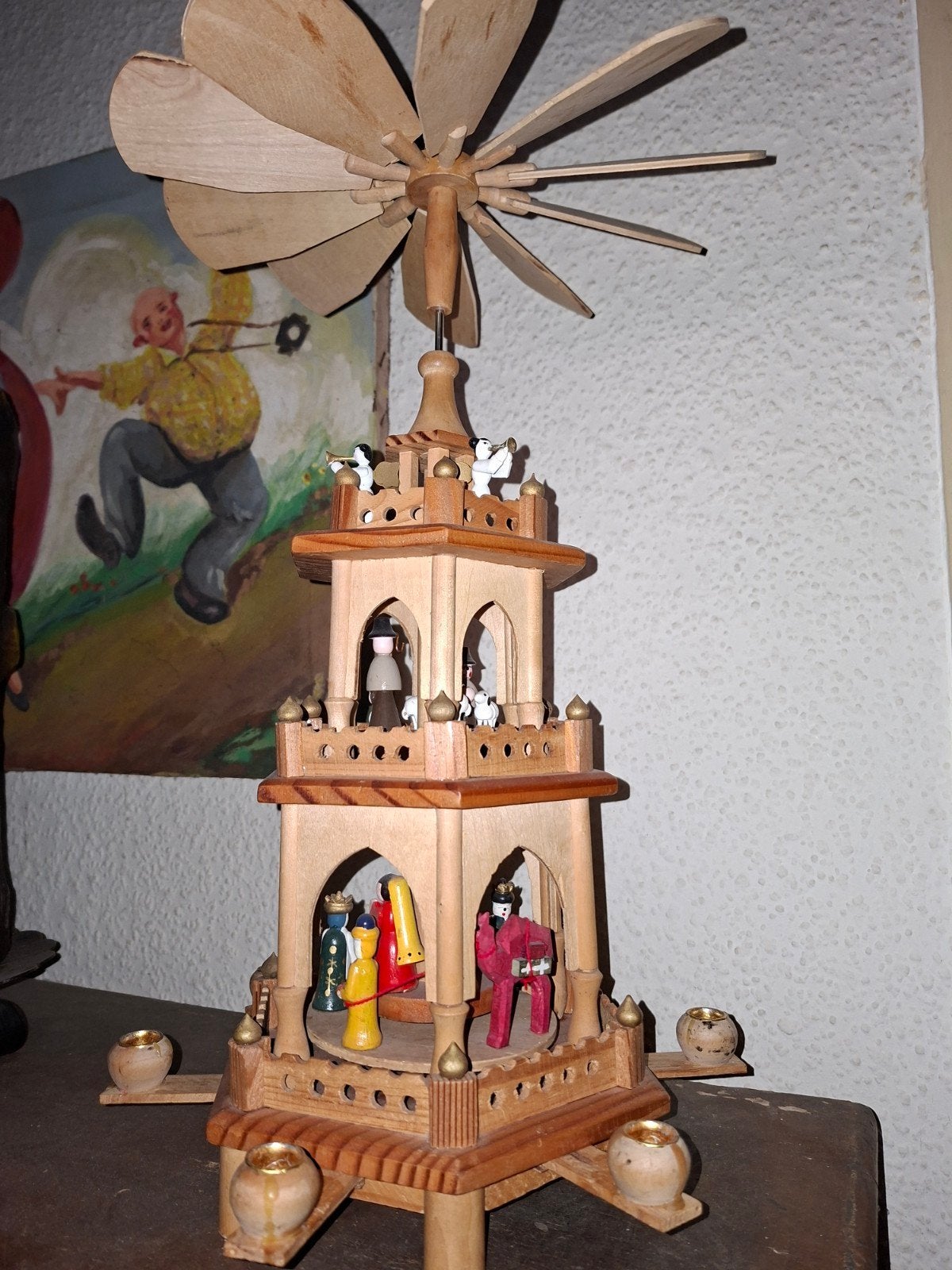 KERST PYRAMIDE VINTAGE ORGINEEL. HOUT., Diversen, Ophalen of Verzenden, Gebruikt