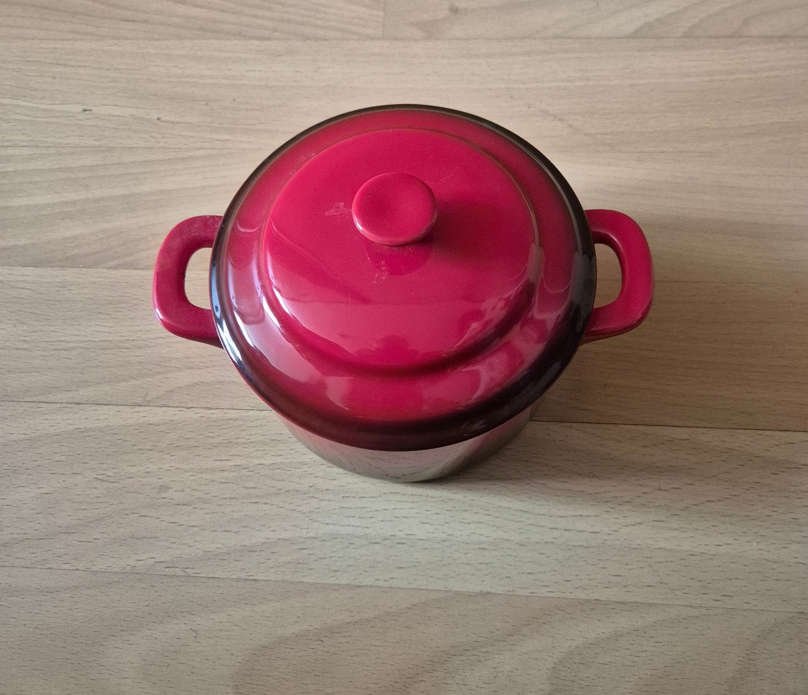 Rode kookpan met deksel en handvatten, Overige materialen, Gebruikt, Ophalen of Verzenden, Kookpan