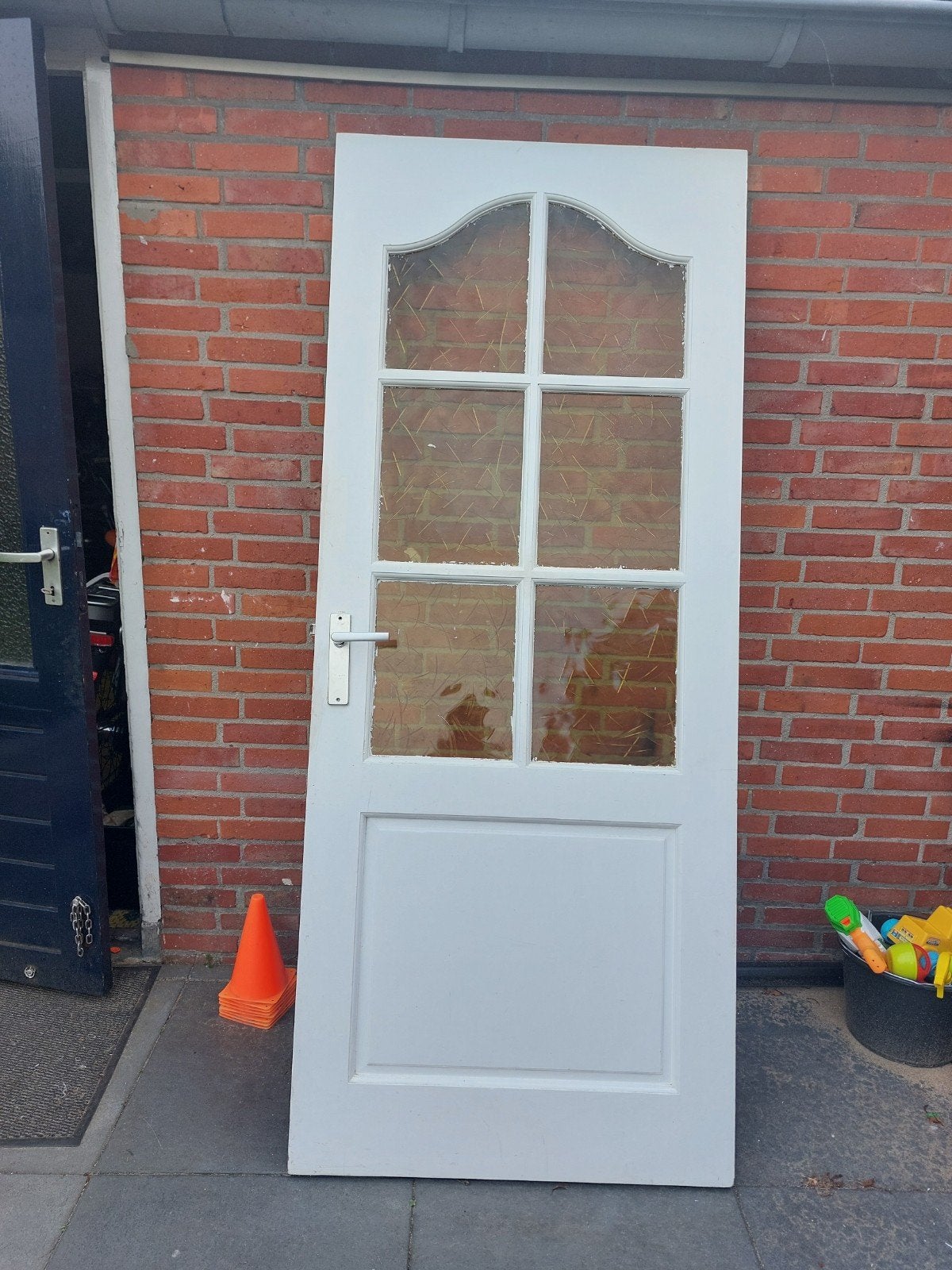 Witte binnendeur met glaspanelen, Doe-het-zelf en Verbouw, Deuren en Horren, Ophalen of Verzenden