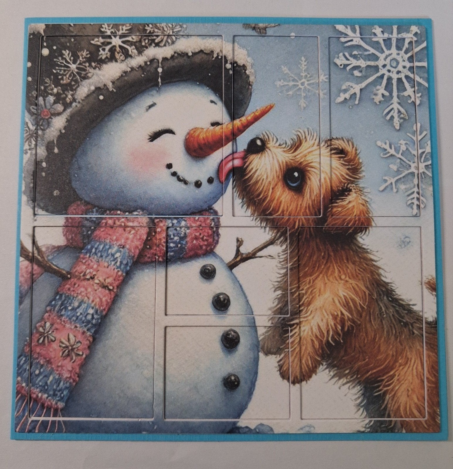 dieptekaart hondje met sneeuwpop, Ophalen of Verzenden, Overige thema's