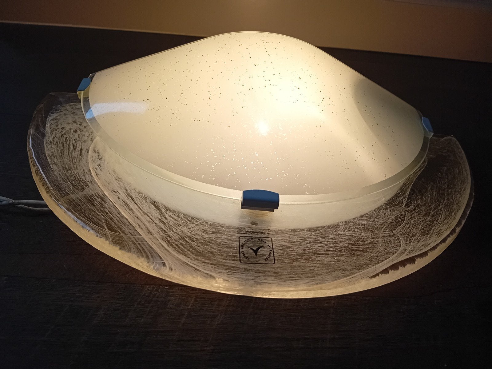 Vintage Italiaanse Murano glas Half Ronde Wandlamp, Ophalen of Verzenden