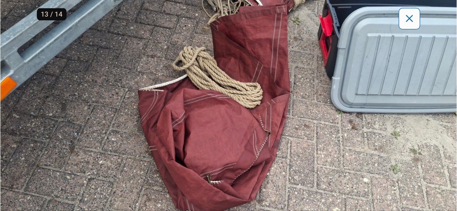 Zgan Nieuwe bruine zeilen zalmschouw, Watersport en Boten, Zeilen en Zeiltoebehoren, Ophalen of Verzenden, Zo goed als nieuw, Minder dan 15 m²