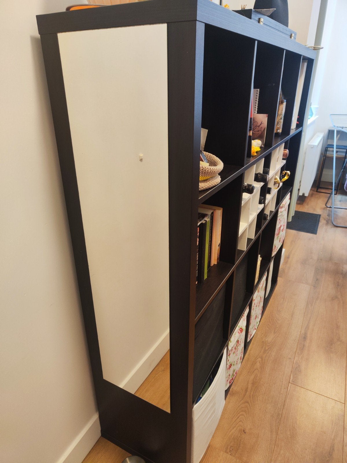 KALLAX kast met wijnrek en LP-inzetstukken, Ophalen, Gebruikt