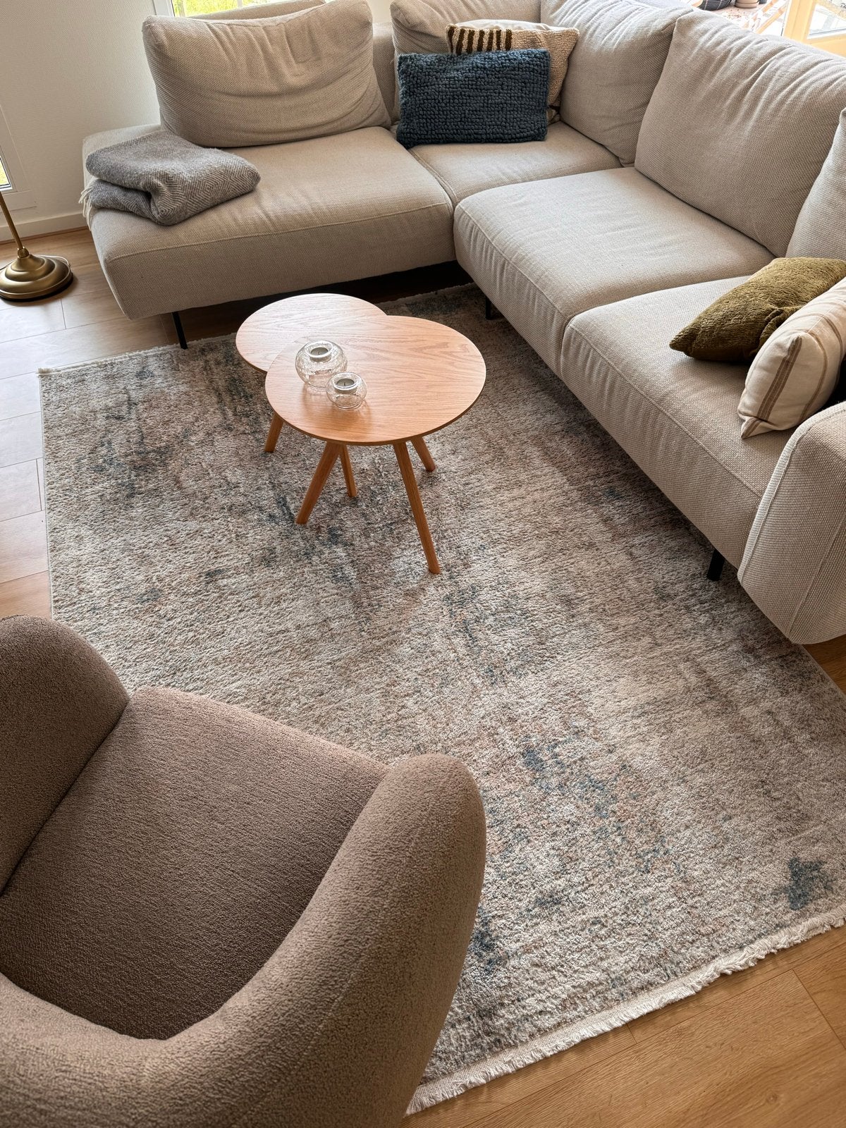 Vloerkleed Madame Coco - Beige, Crème, Groen - Zo goed als n, Huis en Inrichting, Stoffering | Tapijten en Kleden, Ophalen, Beige