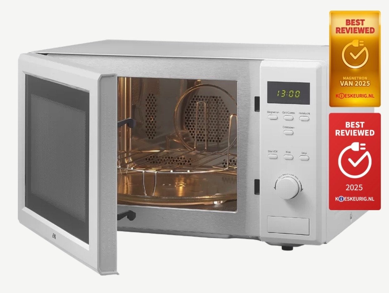 Etna Combimagnetron Wit - Compact en Veelzijdig, Witgoed en Apparatuur, Magnetrons, Gebruikt, Vrijstaand, Combimagnetron, 45 tot 60 cm