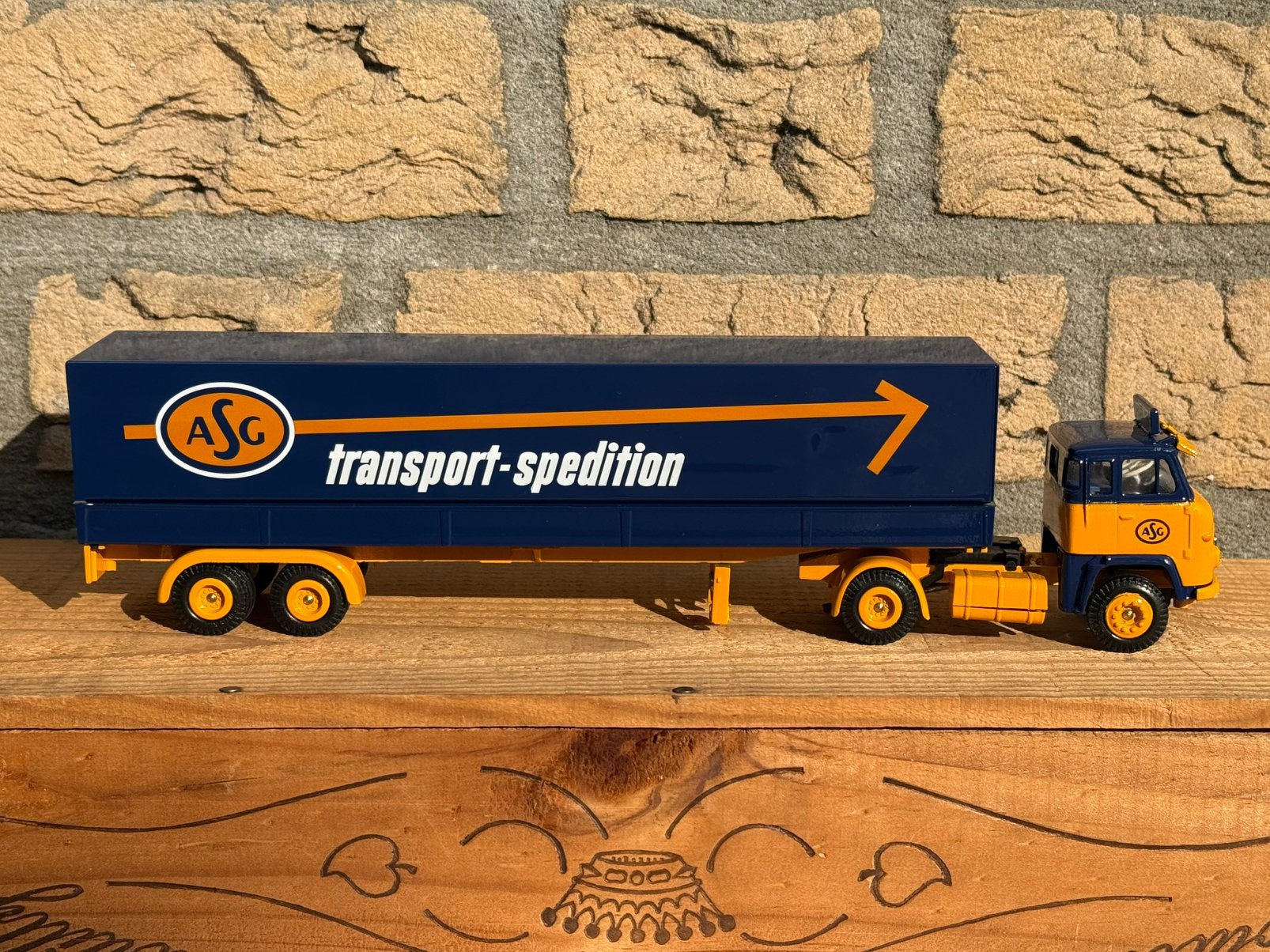 Tekno ASG Scania LB76 huif oplegger in doos, Hobby en Vrije tijd, Modelauto's | 1:50, Ophalen of Verzenden, Nieuw, Bus of Vrachtwagen