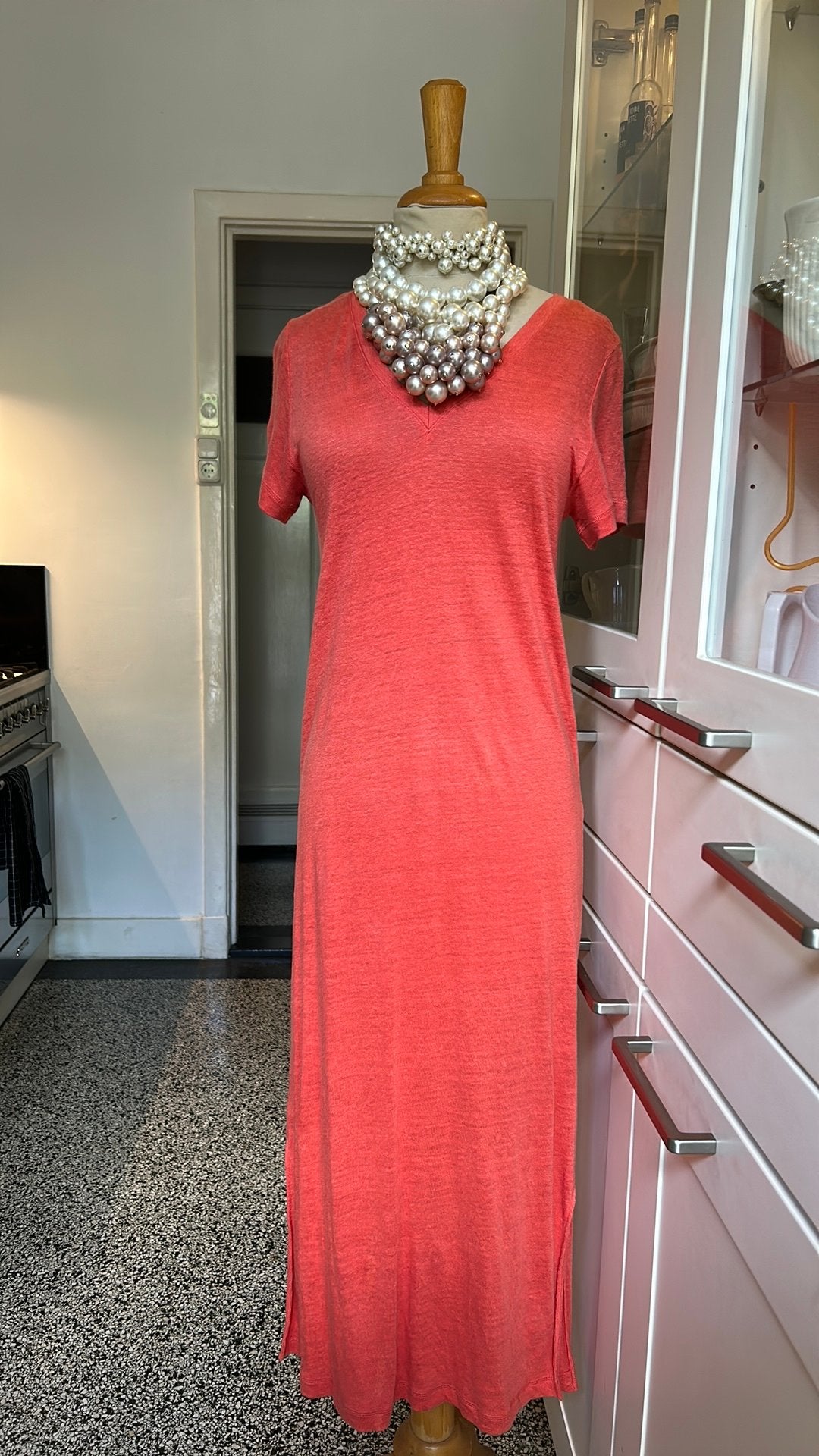COS oranje 100% LINNEN kuitlange jurk, S, met zijsplitten, Oranje, Ophalen of Verzenden, Maat 34 (XS) of kleiner, Gedragen