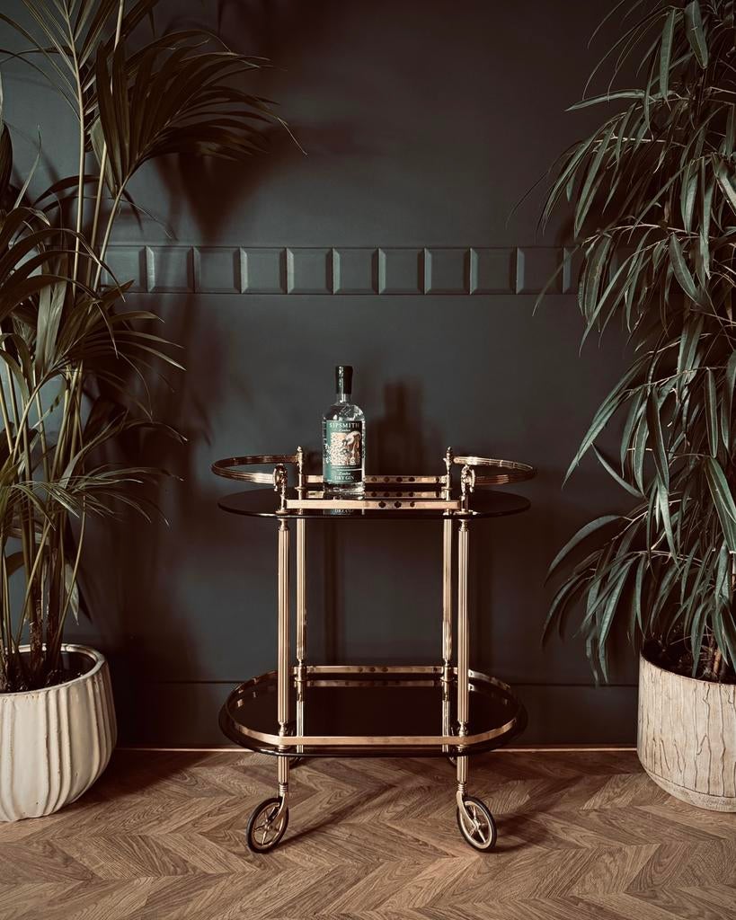 Vintage Italiaanse Trolley - Bar Cart gemaakt uit messing, Vintage - Italiaans design - Bar Cart - Serveerwagen - Messing, Trolleywood
