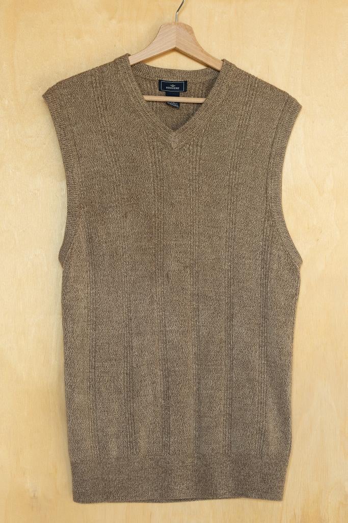 Dockers beige bruin gebreide spencer, bodywarmer gilet L 52, Maat 52/54 (L), Beige, Ophalen of Verzenden, Zo goed als nieuw