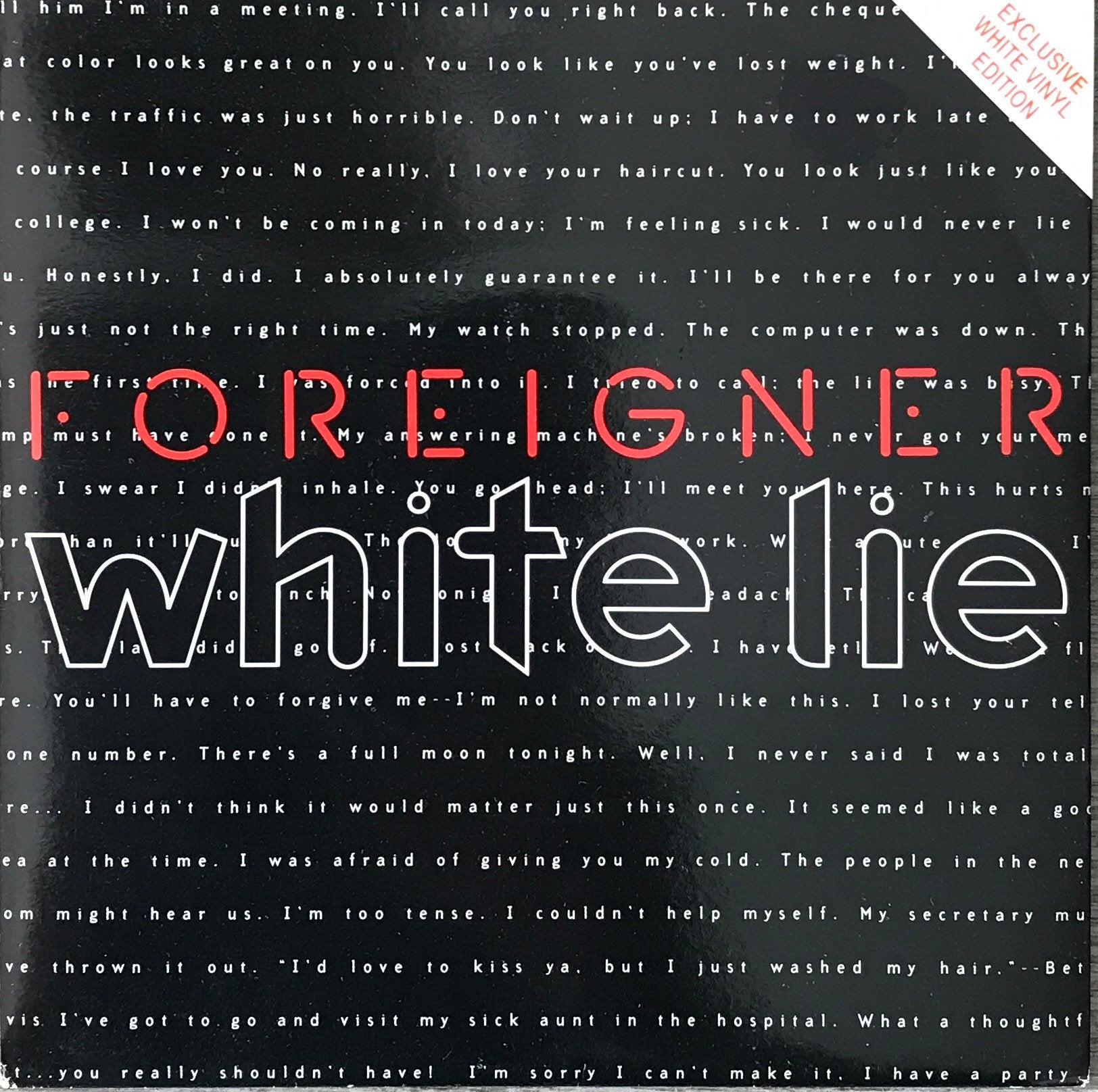 FOREIGNER - White lie (UK’94) ALS NIEUW (Tip/UK58), Verzenden, Zo goed als nieuw, 7 inch