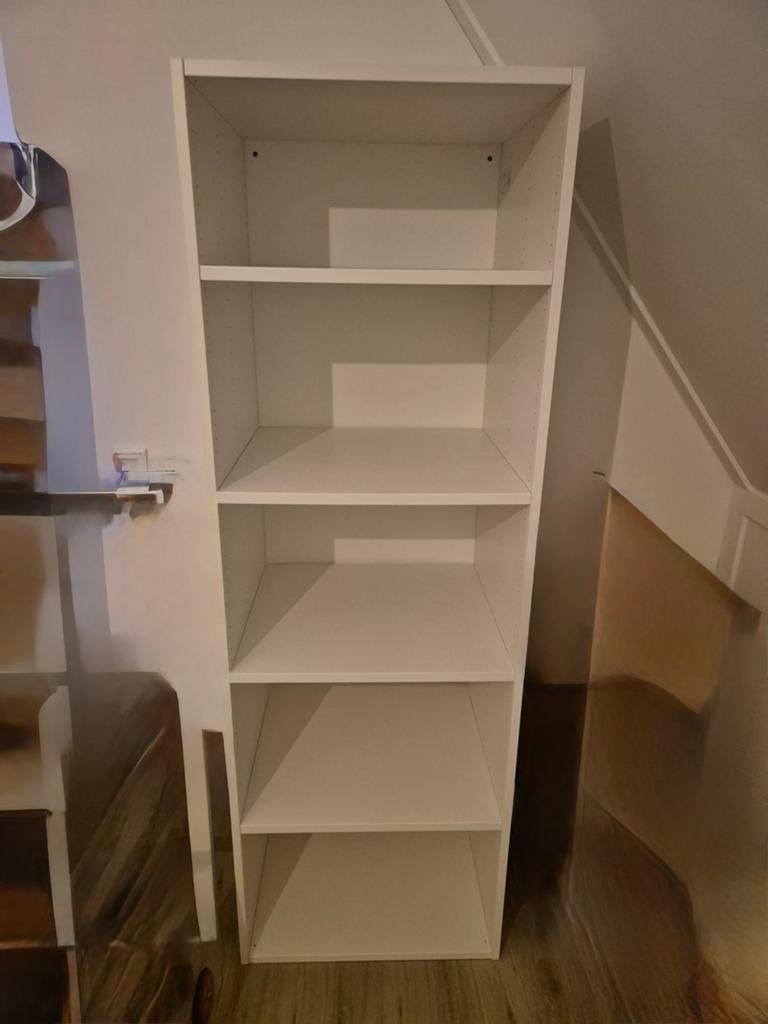 Witte boekenkast met 5 planken, Ophalen, Met plank(en), 200 cm of meer, 50 tot 100 cm